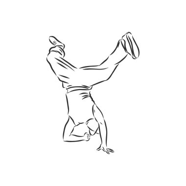 Break dansçı-sürekli çizgi çizimi. Break dans, dansçı, vektör çizimi
