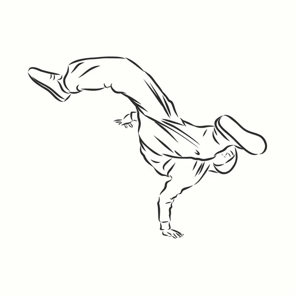 Dessin Trait Continu Danseur Rupture Break Dance Danseur Croquis Vectoriel — Image vectorielle