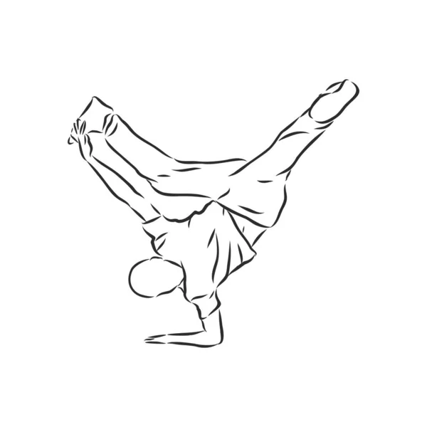 Dessin Trait Continu Danseur Rupture Break Dance Danseur Croquis Vectoriel — Image vectorielle