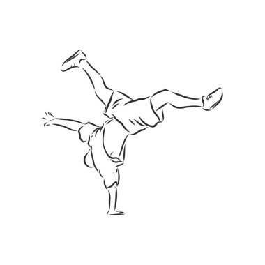Break dansçı-sürekli çizgi çizimi. Break dans, dansçı, vektör çizimi