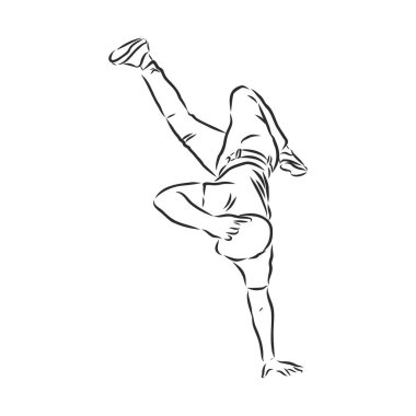 Break dansçı-sürekli çizgi çizimi. Break dans, dansçı, vektör çizimi