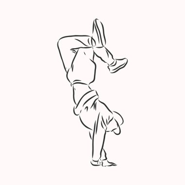 Break dansçı-sürekli çizgi çizimi. Break dans, dansçı, vektör çizimi