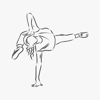 Break dansçı-sürekli çizgi çizimi. Break dans, dansçı, vektör çizimi