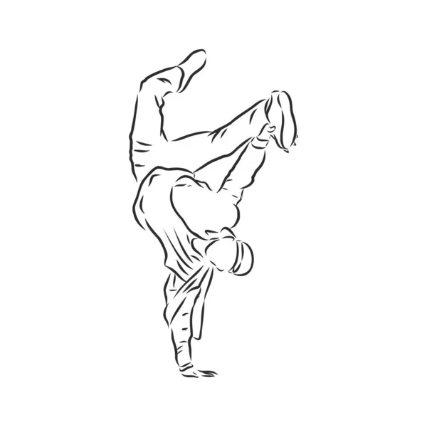 Interruzione Ballerino Disegno Linea Continua Break Dance Ballerino Schizzo Vettoriale — Vettoriale Stock