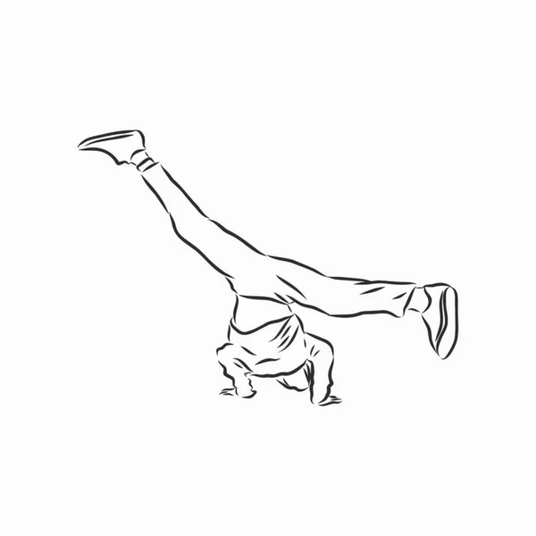 Перервати Безперервну Лінію Танцюриста Танці Танцівниця Векторний Ескіз — стоковий вектор