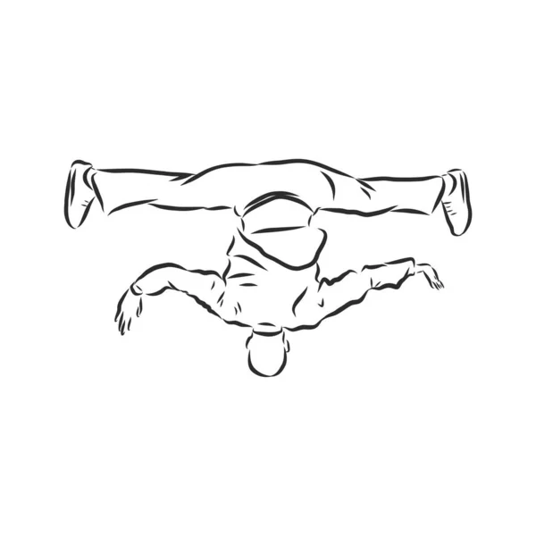 Break Danser Continue Lijntekening Breakdance Danser Vectorschets — Stockvector