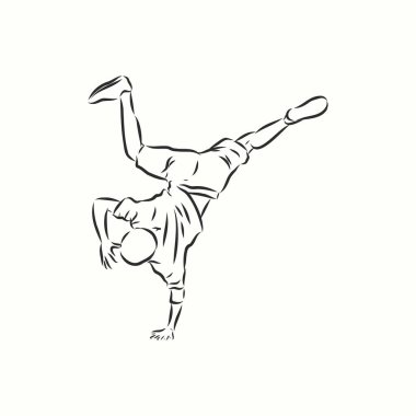 Break dansçı-sürekli çizgi çizimi. Break dans, dansçı, vektör çizimi