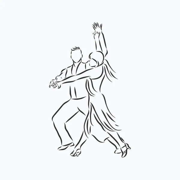 描述一个跳舞的男人和女人 冰球室 体育舞蹈 华尔兹 拉丁美洲舞矢量平面插图 — 图库矢量图片