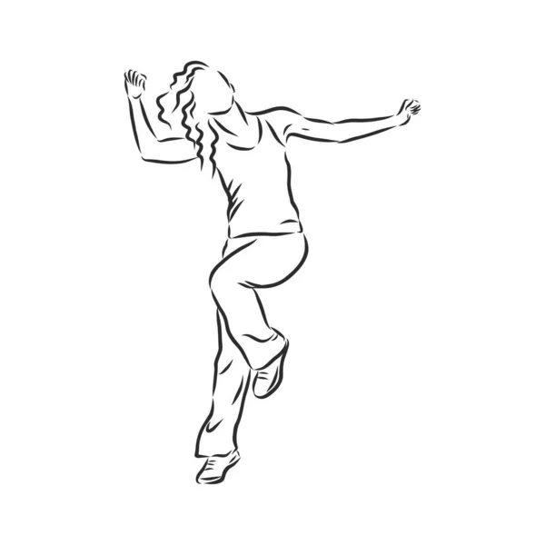 Zumba舞者的例子 Zumba Zumba舞蹈家 健身舞蹈家矢量草图 — 图库矢量图片