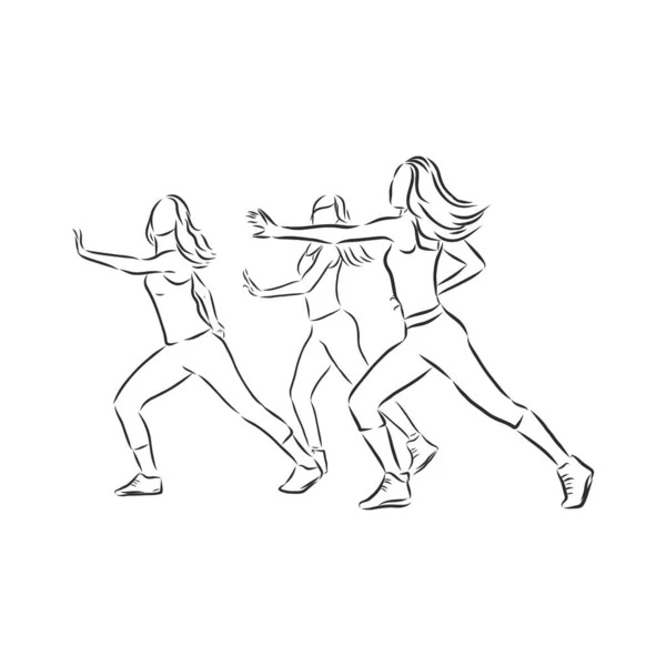 Zumba Dançarinos Ilustração Zumba Dançarinos Zumba Fitness Dancer Vector Sketch — Vetor de Stock