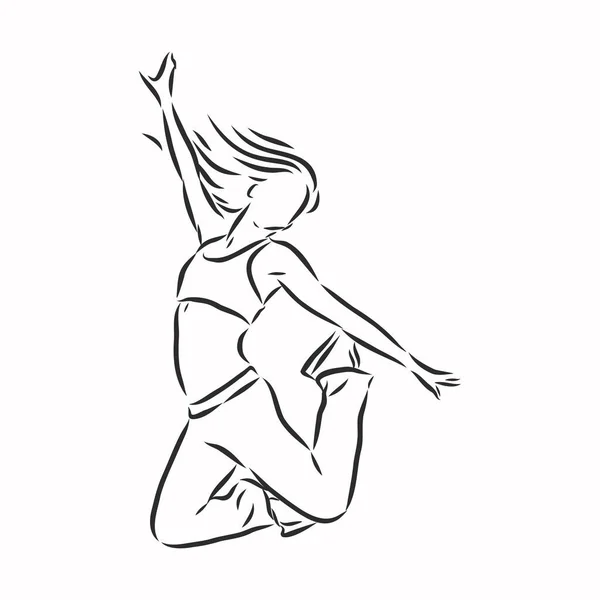 Zumba舞者的例子 Zumba Zumba舞蹈家 健身舞蹈家矢量草图 — 图库矢量图片