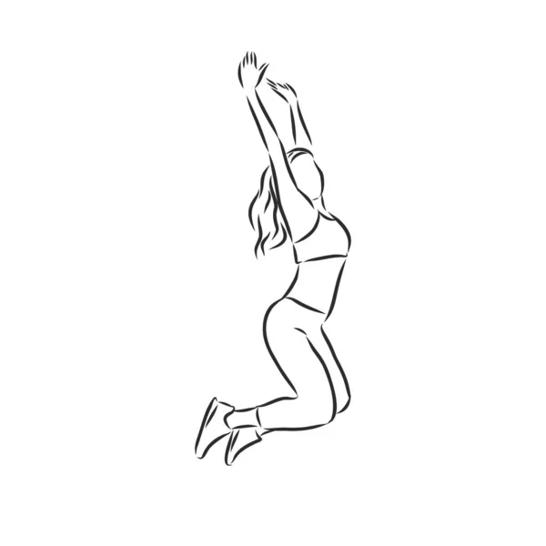 Иллюстрация Танцоров Зумбы Зумба Танцовщицы Зумбы Векторный Эскиз Фитнес Танцора — стоковый вектор