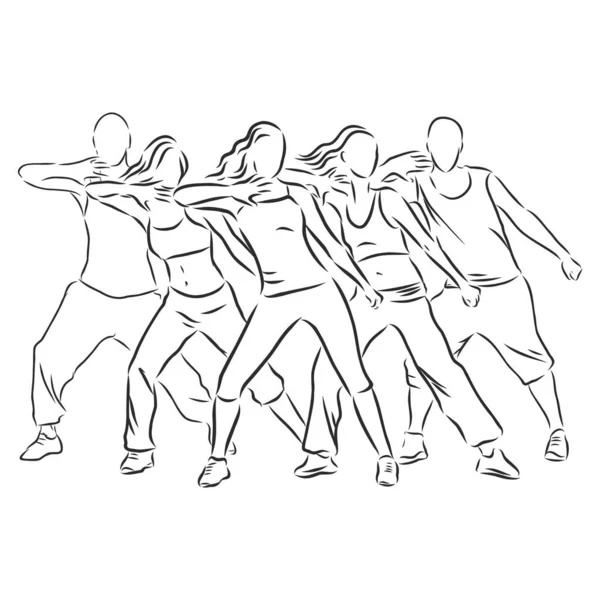 Zumba Dançarinos Ilustração Zumba Dançarinos Zumba Fitness Dancer Vector Sketch — Vetor de Stock
