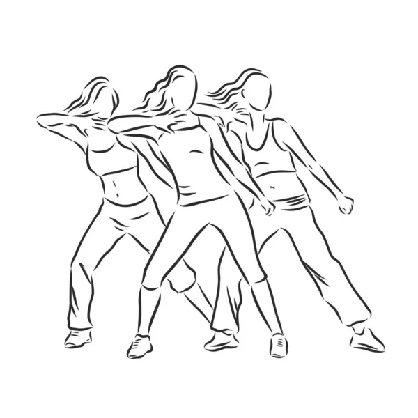 Zumba Tänzerinnen Zumba Zumba Tänzer Fitness Tänzer Vektor Sketch — Stockvektor