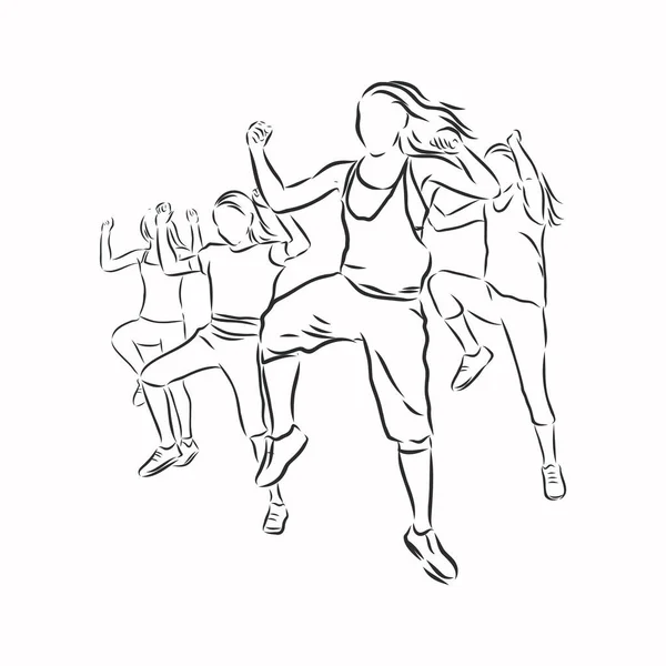 Illustration Danseurs Zumba Zumba Danseurs Zumba Esquisse Vectorielle Danseuse Fitness — Image vectorielle