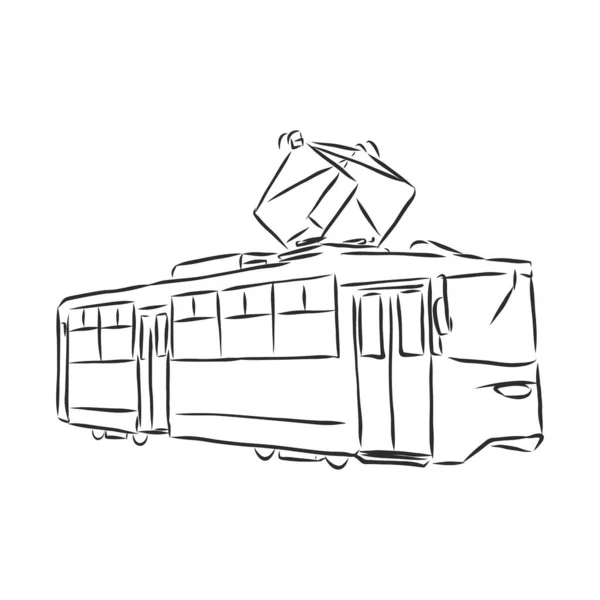 รถรางว นเทจ การขนส อนย สเก วาดด วยม อของเวกเตอร — ภาพเวกเตอร์สต็อก