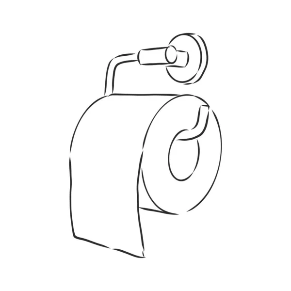 Туалетная Бумага Векторный Эскиз Туалетной Бумаги — стоковый вектор