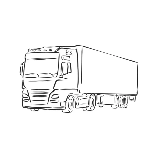 Lkw Symbol Skizze Einfachen Linien — Stockvektor