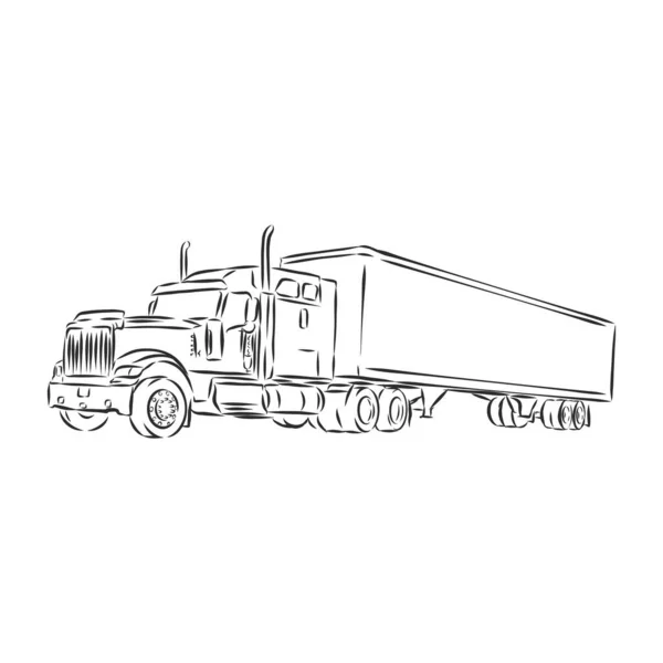 Symbole Camion Croquis Lignes Simples — Image vectorielle