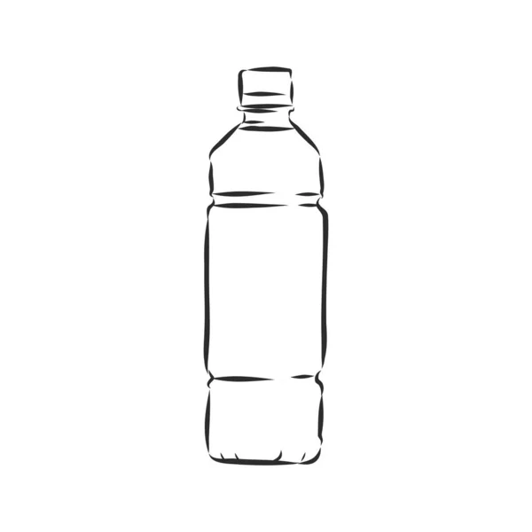 Vector Single Sketch Plastflaska Med Vatten — Stock vektor