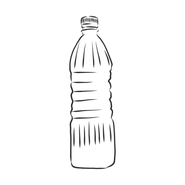 Vector Único Esboço Garrafa Plástico Água —  Vetores de Stock