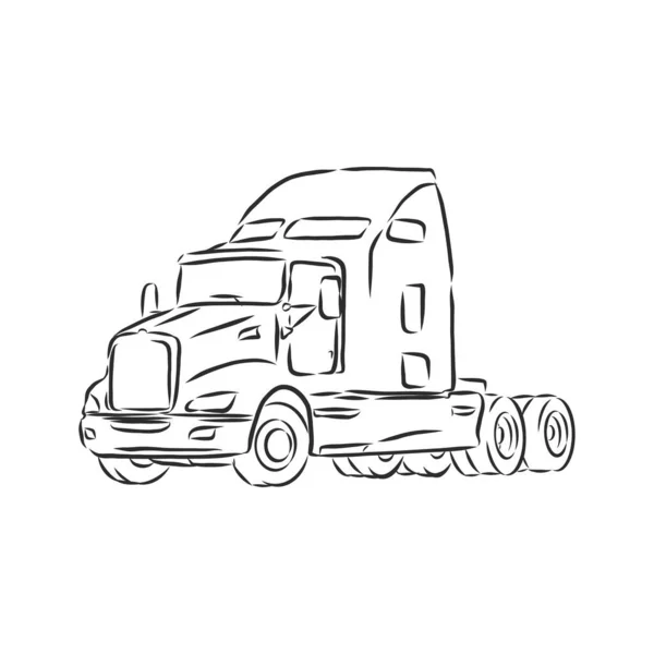 Symbole Camion Croquis Lignes Simples — Image vectorielle