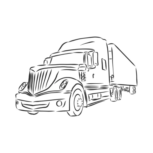 Truck Symbol Sketch Simple Lines — Stock Vector