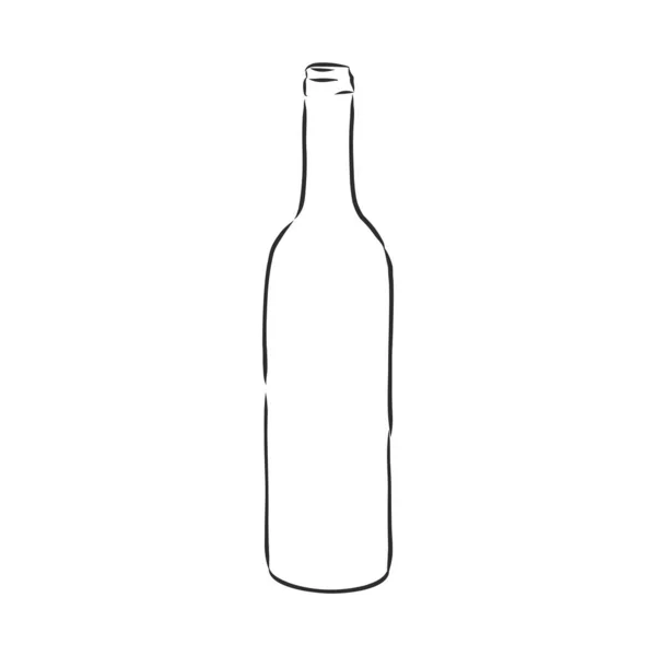 Unopened Unlabeled Botol Wiski Penuh Gaya Sketsa Vektor Ilustrasi Terisolasi - Stok Vektor