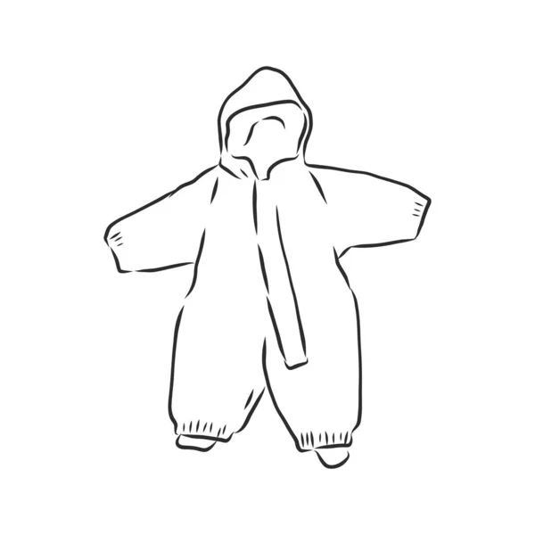 Children Jumpsuit Hood Sketch Children Winter Jumpsuit Vector Illustration — Stock Vector