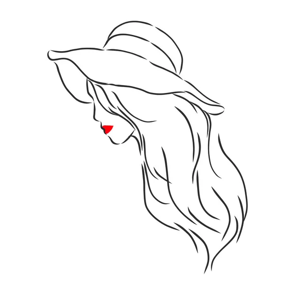 Silhouette Der Schönen Frau Einem Eleganten Hut Vektor — Stockvektor