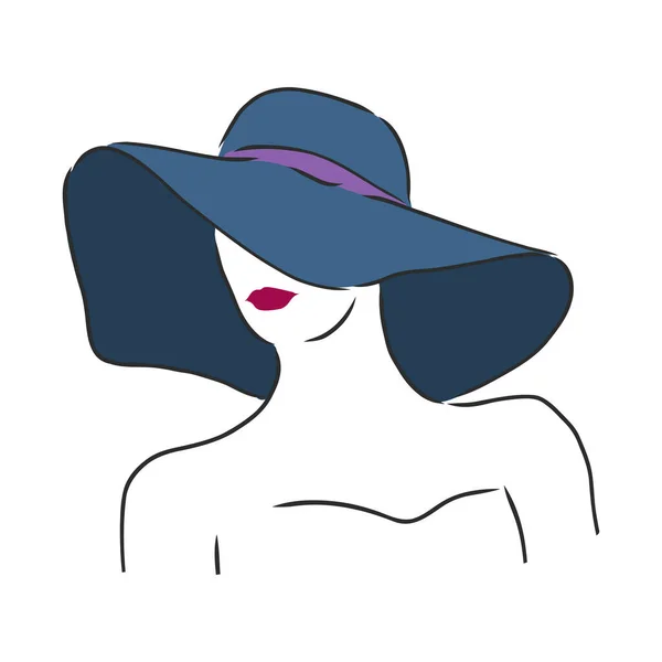 Silueta Mujer Hermosa Sombrero Elegante Vector — Vector de stock