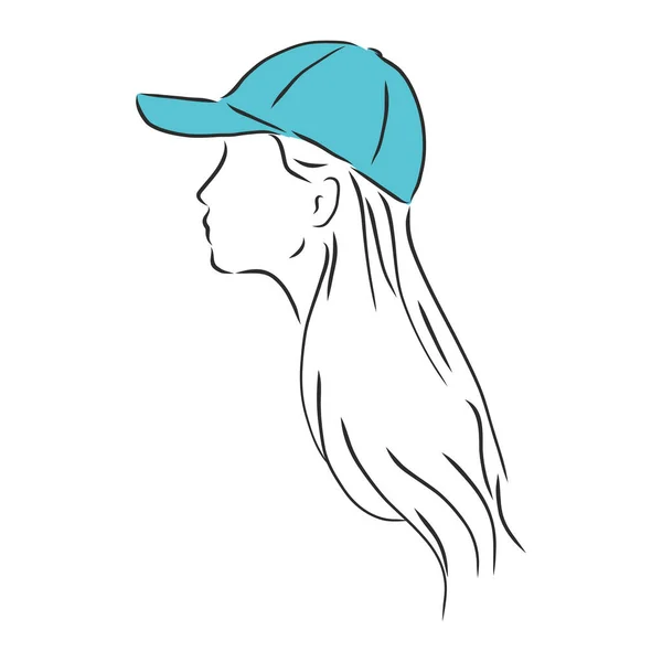 Illustration Vectorielle Isolée Jolie Fille Avec Une Casquette Portrait Féminin — Image vectorielle