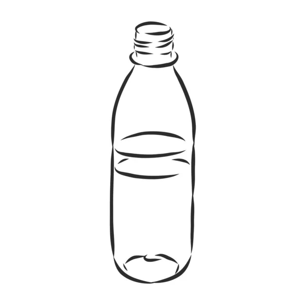 Vector Single Sketch Plastic Bottle Water — Stock Vector