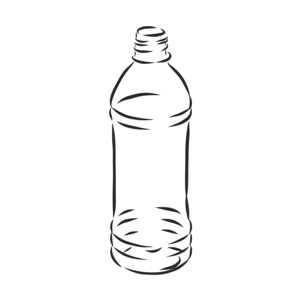 Vector Single Sketch Plastikflasche Mit Wasser — Stockvektor