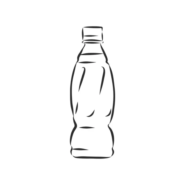 Vector Single Sketch Plastikflasche Mit Wasser — Stockvektor