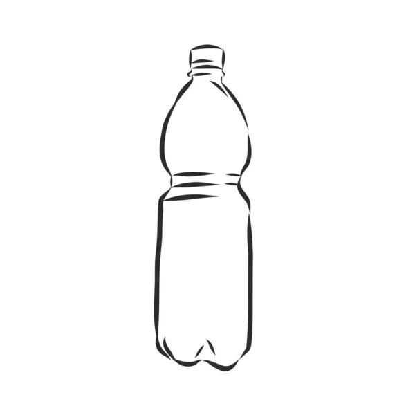 Векторный одиночный эскизный пластырь из воды. пластиковая бутылка, контейнер, векторная иллюстрация — стоковый вектор