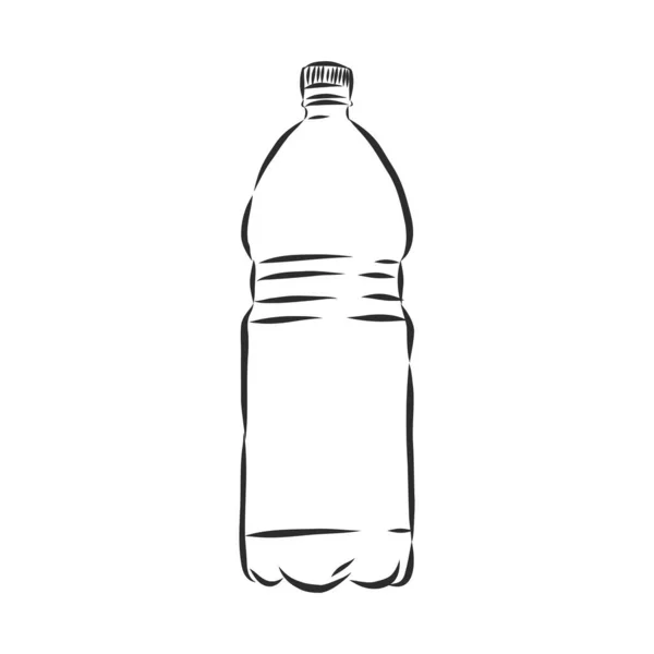 Vector Single Sketch Plastic Bottle of Water. plastic bottle, container, vector sketch illustration — Stock Vector