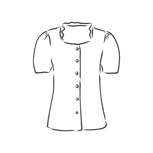 Эскиз Женской Рубашки Женская Блузка Рубашка Векторный Эскиз — стоковый вектор