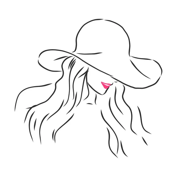 Silueta Mujer Hermosa Sombrero Elegante Vector — Vector de stock