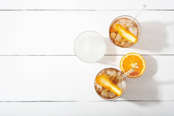 Koude Koffie Mocktail Met Sinaasappelschil Riet Glas Met Citrus Esprecco — Stockfoto