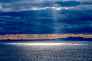 Yunanistan 'da Sounio Sahilinin Günbatımı