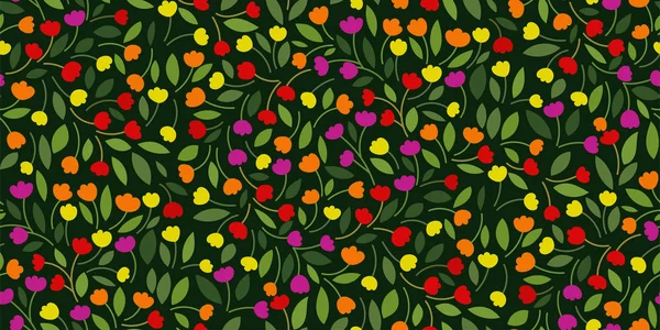 Patrón Sin Costuras Tulipanes Florales Lindo Dibujado Mano Textura Botánica — Vector de stock