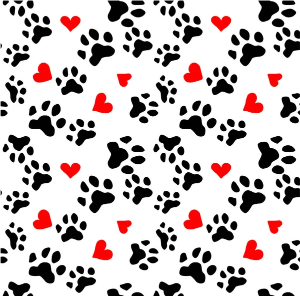 Dog Paw Cat Paw Heart Love Puppy Feet Print Kitten — Stock Vector