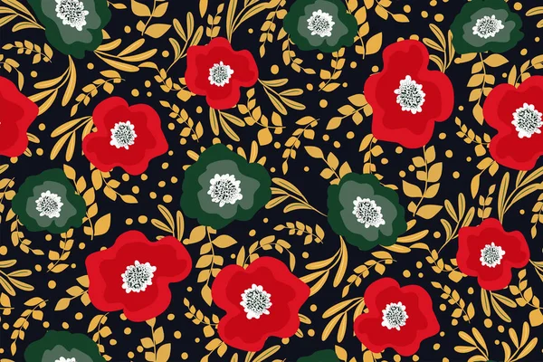 Padrão Sem Costura Com Flores Coloridas Estampa Retro Floral Textura — Vetor de Stock