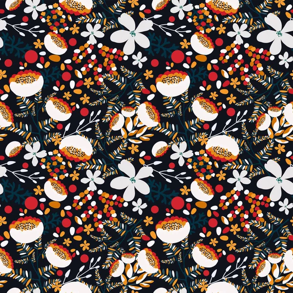 Patrón Sin Costuras Con Flores Colores Estampado Retro Floral Textura — Vector de stock