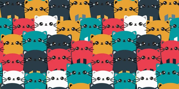Vector Seamless Pattern Colorful Hand Drawn Cats Hand Drawn Creative — 스톡 벡터