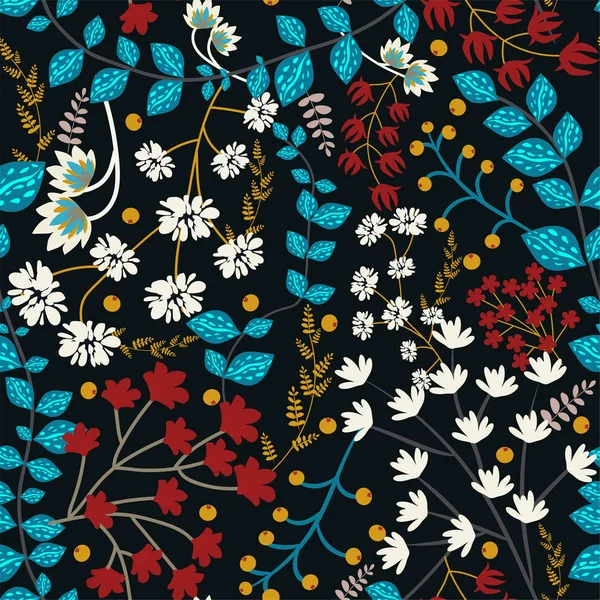 Blumen Nahtlose Mutern Bunte Künstlerische Hintergrund Mit Blüte Handgezeichnete Kreative — Stockvektor