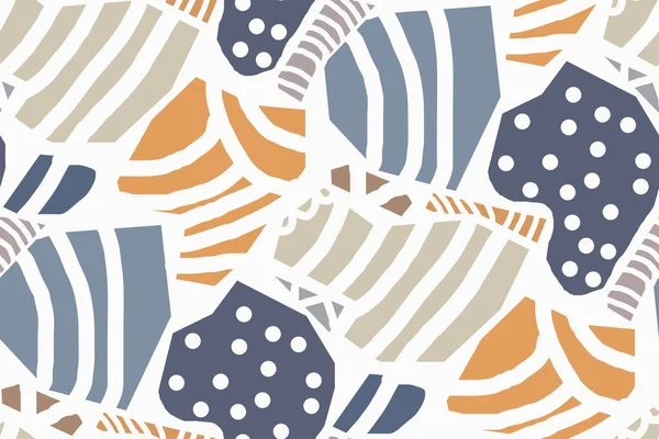 Beyaz arka planda farklı geometrik şekillere sahip yaratıcı, soyut, pürüzsüz desen. Moda sanat baskısı kumaş, duvar kağıdı, iç döşeme el yapımı doku yaratıyor. Orijinal tasarım Vektör