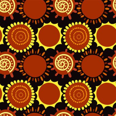 Elle çizilmiş kabilenin kusursuz deseni. Meksika, Afrika, Aztek ya da Peru güneş dekoratif elementleri. Esrarengiz antik kültür. İzler, kumaşlar ve kapaklar için eşsiz vektör tasarımı...