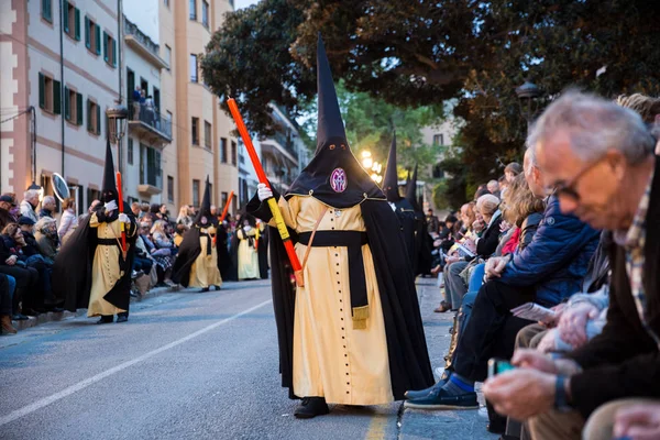 Palma Espanha Abril 2019 Procissão Quinta Feira Santa Penitentes Irmandade — Fotografia de Stock